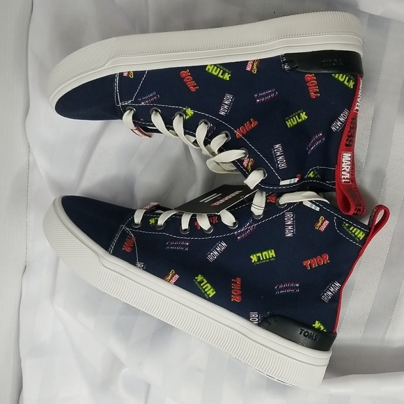 TOMS X MARVEL NAVY TRAVEL LITE HIGH TOP SNEAKER SIZE 7.5 MENS - Picture 6 of 9